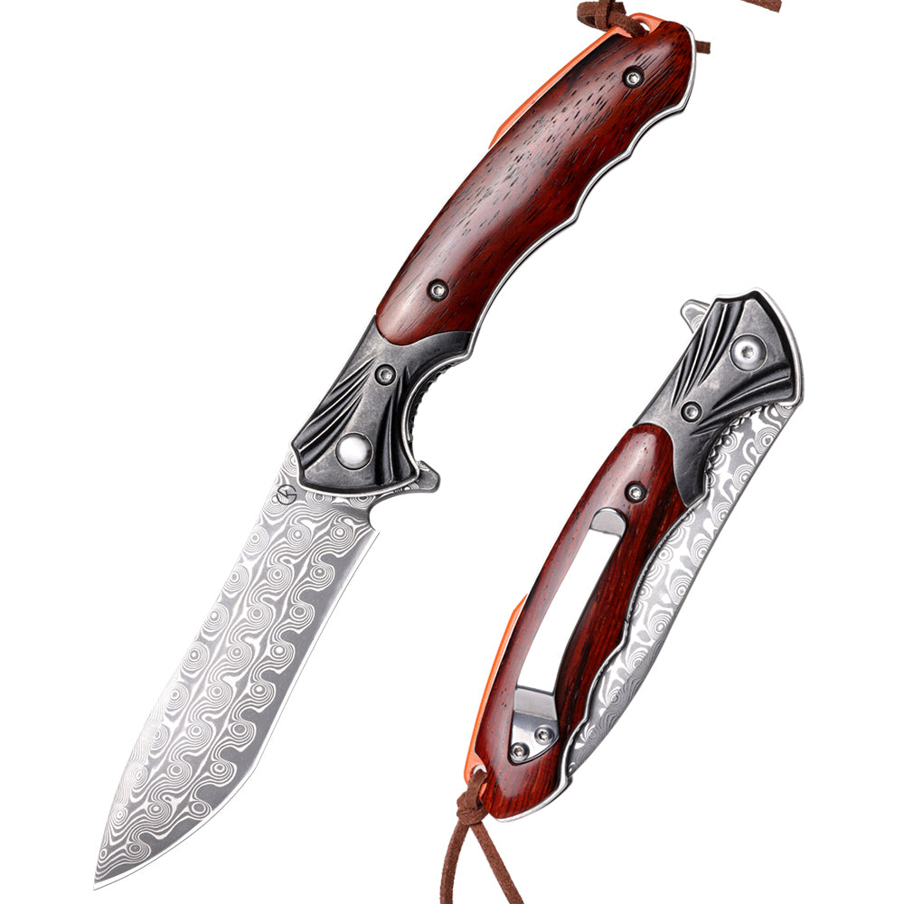 Koch – Handmade Stainless Steel Damascus Folding Tool – KKDK002