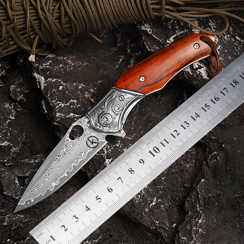 Koch Knives Handmade Stainless Steel Damascus Folding Knife KKJ265