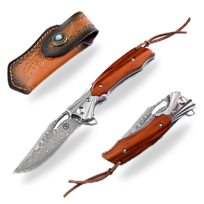 Koch – Damascus Steel – Clip Point Folding Utility – KKGT0171