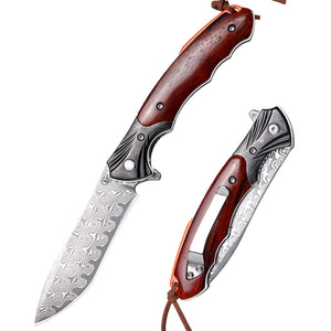 Koch – Handmade Stainless Steel Damascus Folding Tool – KKDK002