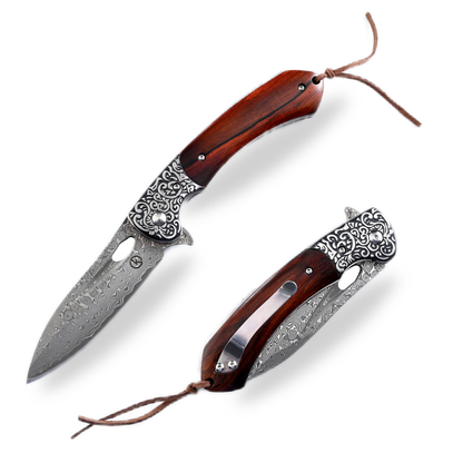 Koch – Damascus Steel – Clip Point Folding Utility – KKGT0166