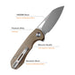 Remette RT-Camel 14C28N Stainless Steel Folding Utility Tool - Brown Micarta - RTCMLF