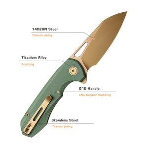 Remette RT-Camel - 14C28N Stainless Steel Folding Utility Tool - Green G-10 - RTCMLD