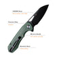 Remette RT-Camel - 14C28N Stainless Steel Folding Utility Tool - Green Micarta - RTCMLE