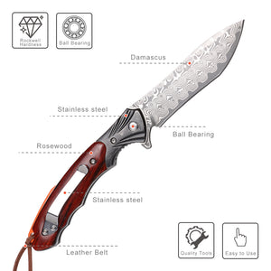 Koch – Handmade Stainless Steel Damascus Folding Tool – KKDK002