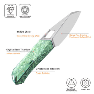 Remette RT Woodpecker M390 Green Titanium Folding Utility Tool — RTWP-IG