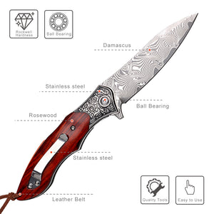 Koch – Handmade Stainless Steel Damascus Folding Tool – KKDK003