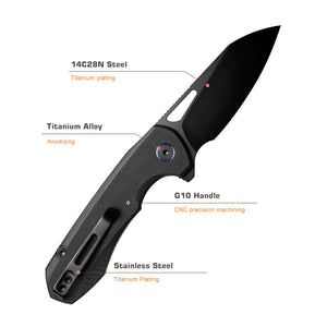 Remette RT-Camel - 14C28N Stainless Steel Folding Utility Tool - Black G-10 - RTCMLA