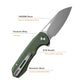 Remette RT-Camel - 14C28N Stainless Steel Folding Utility Tool - Green G-10 - RTCMLB