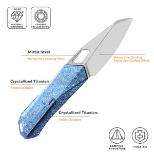 Remette RT Woodpecker M390 Blue Titanium Folding Utility Tool — RTWP-IB