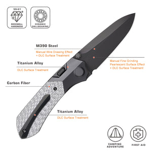 Remette RT Meteor M390 Titanium/Carbon Folding Utility Tool — RTPT-BD
