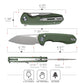Remette RT-Camel - 14C28N Stainless Steel Folding Utility Tool - Green G-10 - RTCMLB