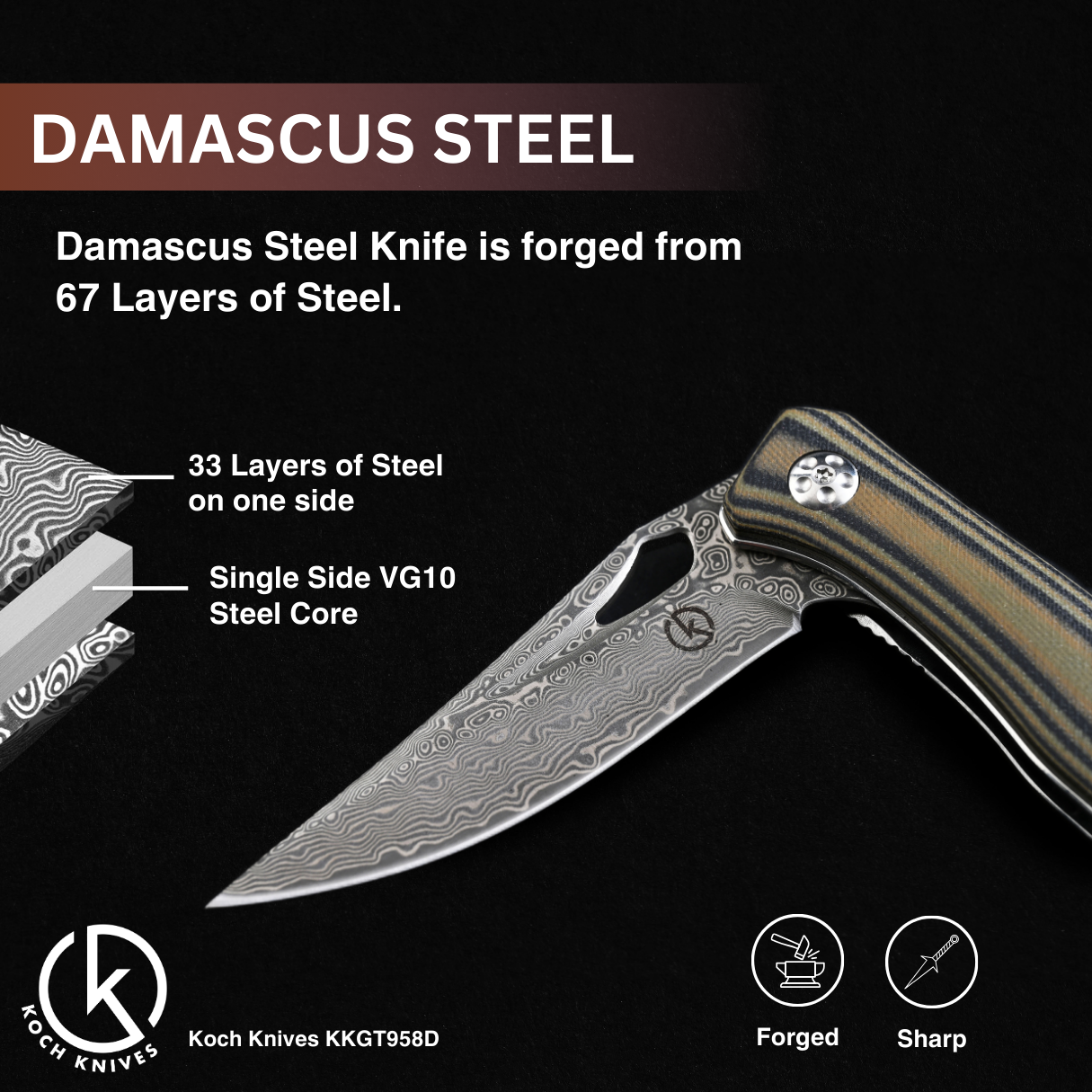 Koch Knives KKGT958D EDC Folding Knife
