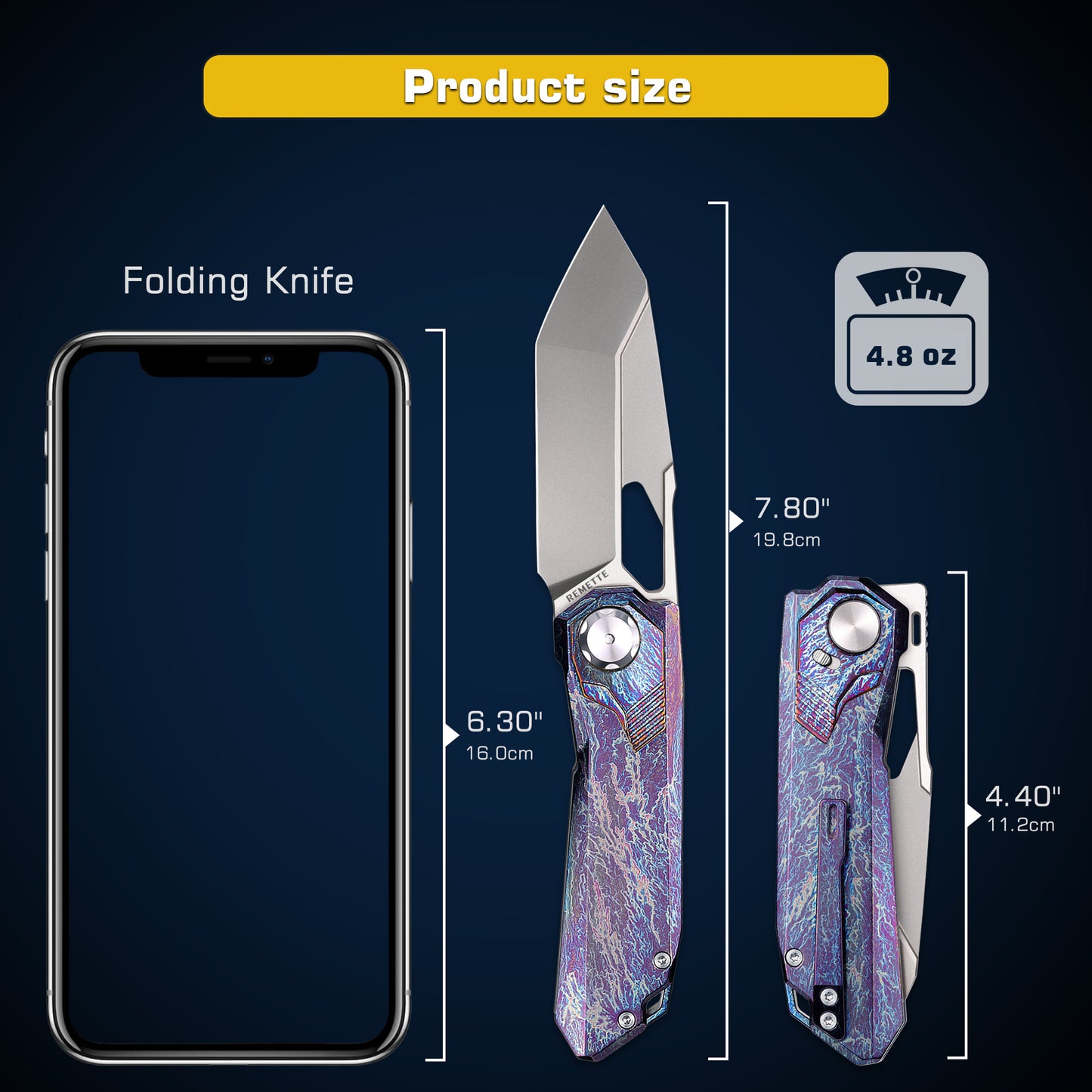 REMETTE RT-Peregrine Falcon Knife - Innovative Button Lock Structure - Handmade M390 Blade and Titanium Handle - Blue Thunder Titanium