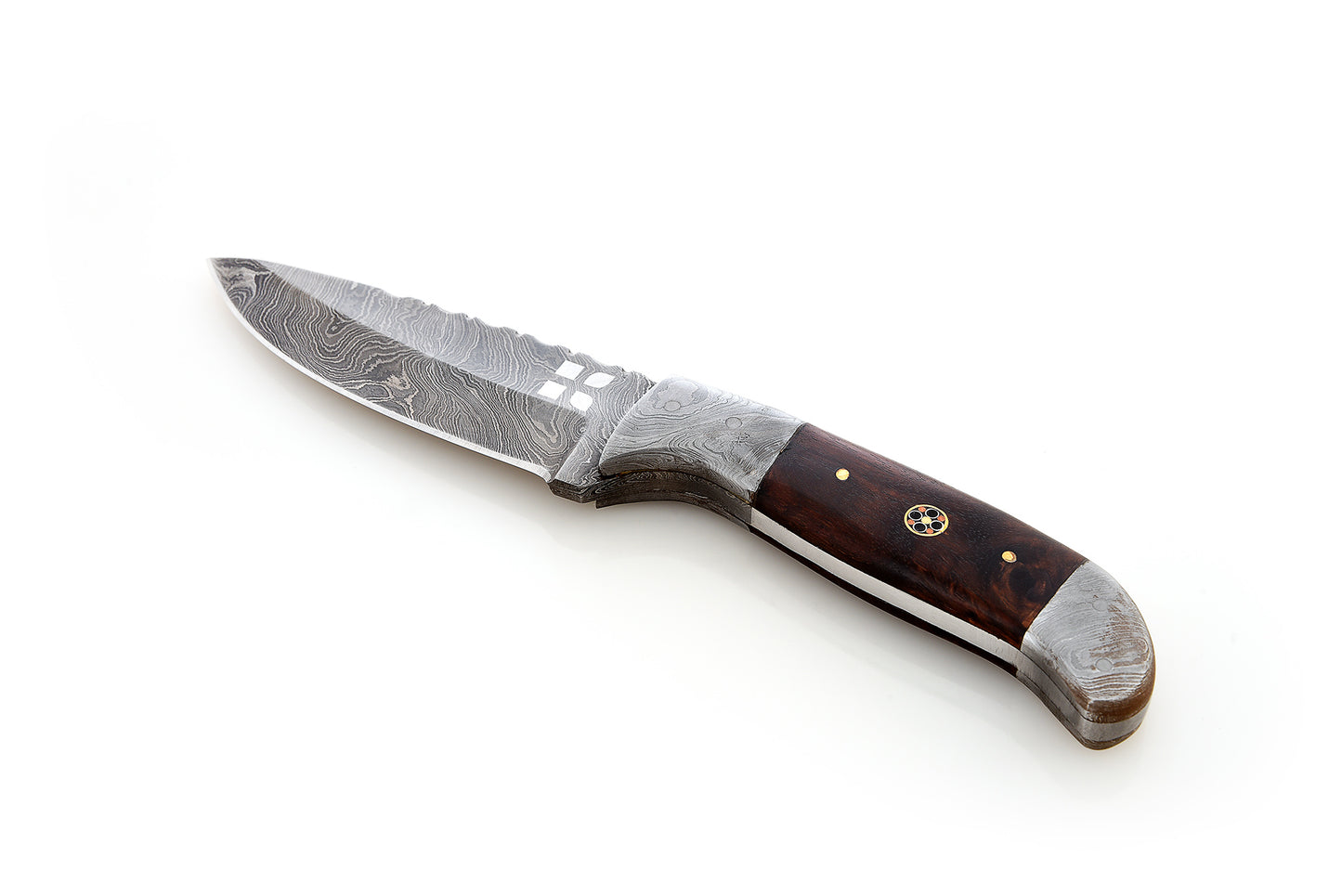 Fixed Blade Damascus Outdoor Knife, Walnut Handle/Damascus Guard KKADB61