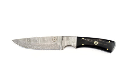 Koch  - Carbon Damascus Steel Fixed Outdoor Tool - Buffalo Horn Handle - DHK-HUNBH