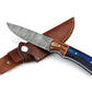 Koch Damascus Steel Hunter Knife with Leather Sheath - DHK-HUNBRM