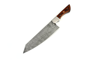 Damascus Steel Kiritsuke Chef's Knife with Leather Sheath - CK-DW1