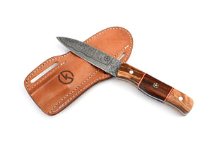 Koch Damascus Bush Knife with Olive and Rosewood Handle DHK-BKROW