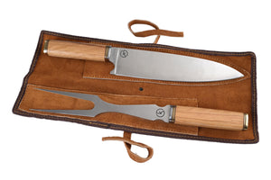 Koch D2 Carving Set with Olive Wood and Brass Handles SCZ-701