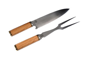 Koch D2 Carving Set with Olive Wood and Brass Handles SCZ-701