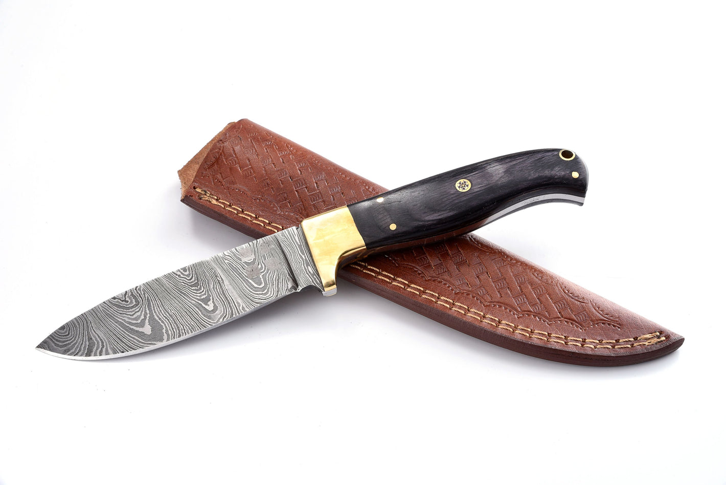 Koch Twisted Damascus Outdoor Utility Tool: Pakka Wood, Brass Bolster MT-D-0106