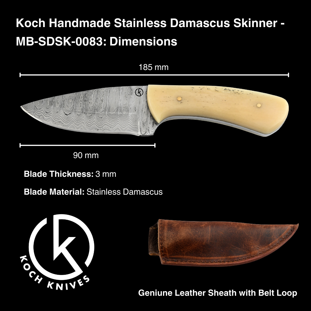 Koch Handmade Stainless Damascus Skinner - MB-SDSK-0083