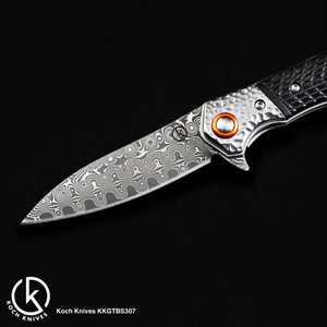 Koch – Damascus Steel – Clip Point Folding Utility – KKGT307
