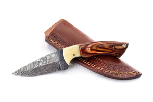 Koch Twisted Damascus Outdoor Utility Tool, Pakka Wood, Bone Bolster MT-D-0054