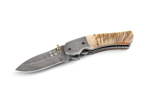 Koch Damascus Biltong Folding Utility Tool (Ram Horn Handle) YV-F9