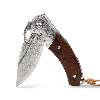 Koch – Damascus Steel – Clip Point Folding Utility – QY2314
