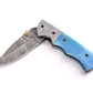 Koch Damascus Biltong Folding Utility Tool (Tinted Camel Bone) YV-F7