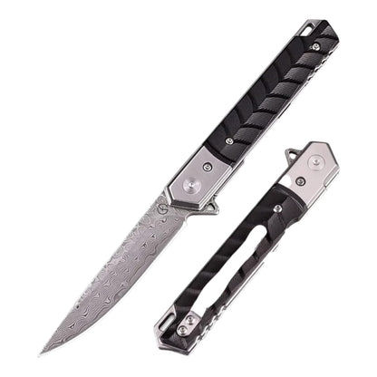 Koch – Stainless Damascus – Clip Point Folding Utility – QY2301