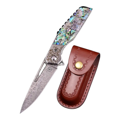 Koch – Stainless Damascus – Clip Point Folding Utility – QY2303
